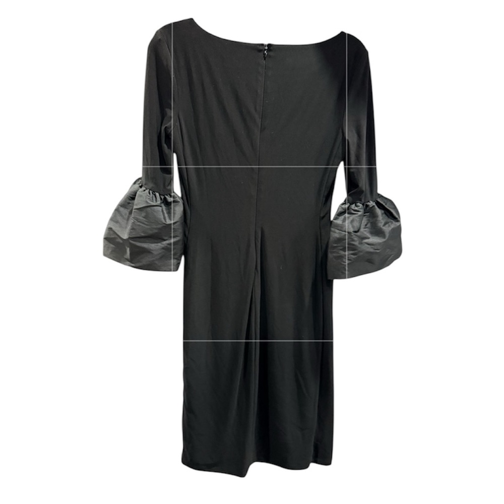 Ralph Lauren Black 3/4 bell cuff Sleeve Dress ruched side-lined size 4 - Picture 4 of 13